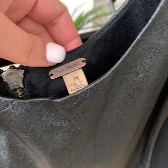 Free people mini leather & cotton dress - Picture 2 of 4